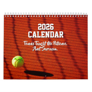 Calendrier drôle de tennis 2026 pour joueur entraî