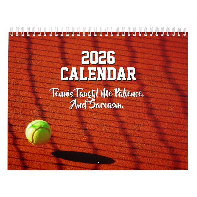 Calendrier drôle de tennis 2026 pour joueur entraî (Protection)