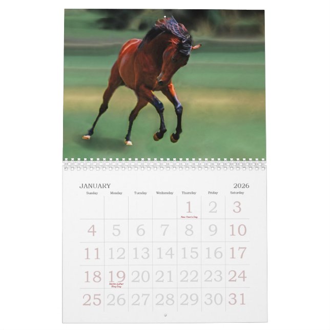 Calendrier du cheval (Jan 2026)