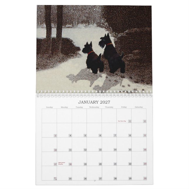Calendrier du chien Scottie (Jan 2027)