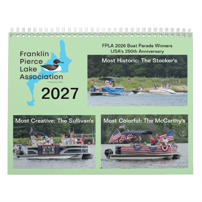 Calendrier du lac Franklin Pierce 2027 (Protection)