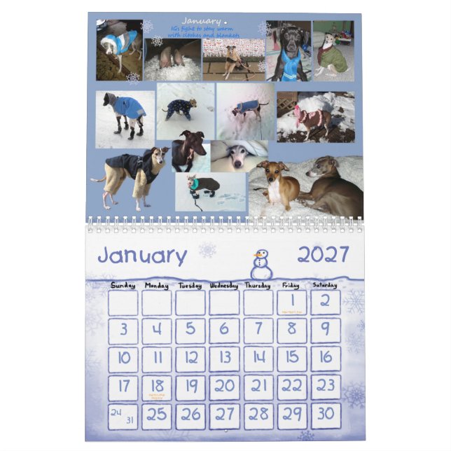 Calendrier du lévrier italien d'IGWhispers 2012 (Jan 2027)