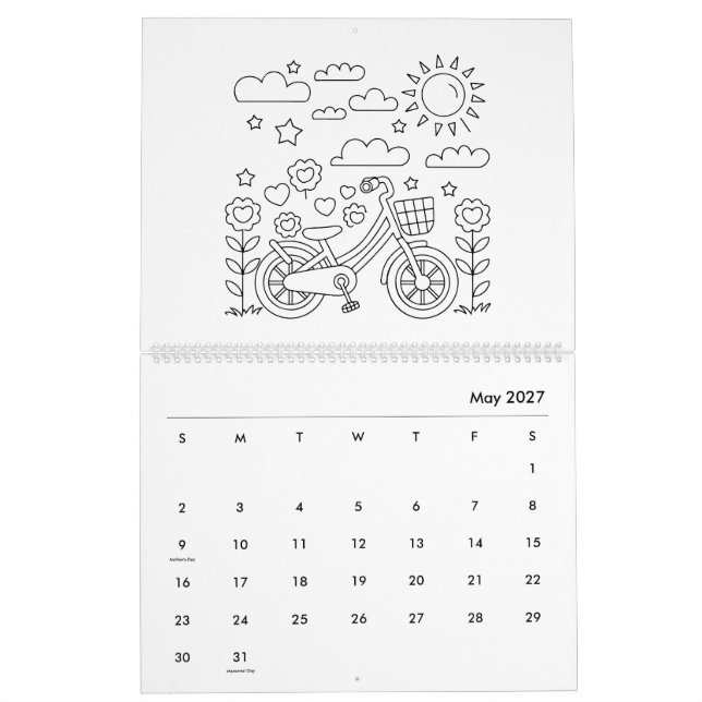Calendrier du livre de coloriage pour enfants (Mai 2027)