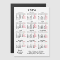 Calendrier du logo commercial 2024 Magnet blanc no