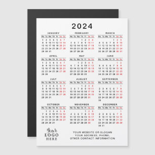 Calendrier du logo commercial 2024 Magnet blanc no