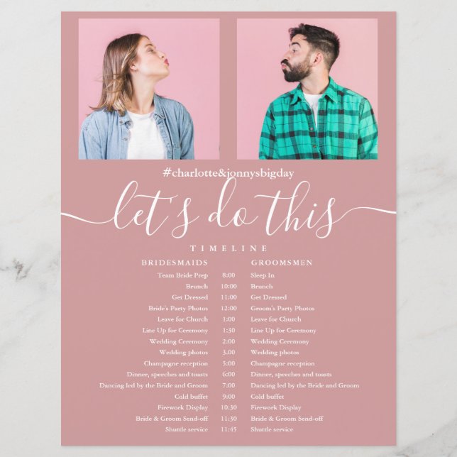 Calendrier du Mariage photo du script de Rose pous (Devant)