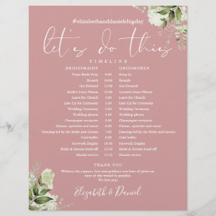 Calendrier du Mariage Rose Dusty vert