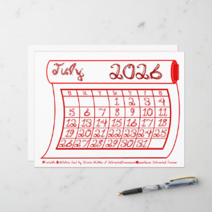 Calendrier du mois de juillet 2026, fonte de tissu