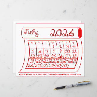 Calendrier du mois de juillet 2026, fonte de tissu