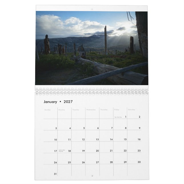Calendrier du paradis du randonneur (Jan 2027)