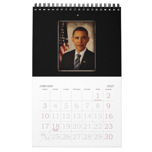 Calendrier du Président Obama et des photos de fam (Jan 2027)