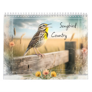 Calendrier du style d'aquarelle du pays Songbird