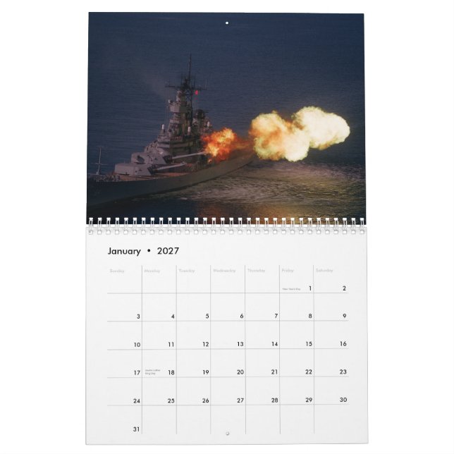 Calendrier d'USS Wisconsin - 2013 (Jan 2027)
