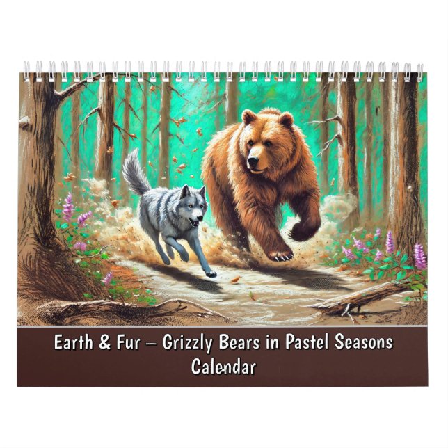 Calendrier Earth & Fur – Grizzlis en saisons pastel (Protection)