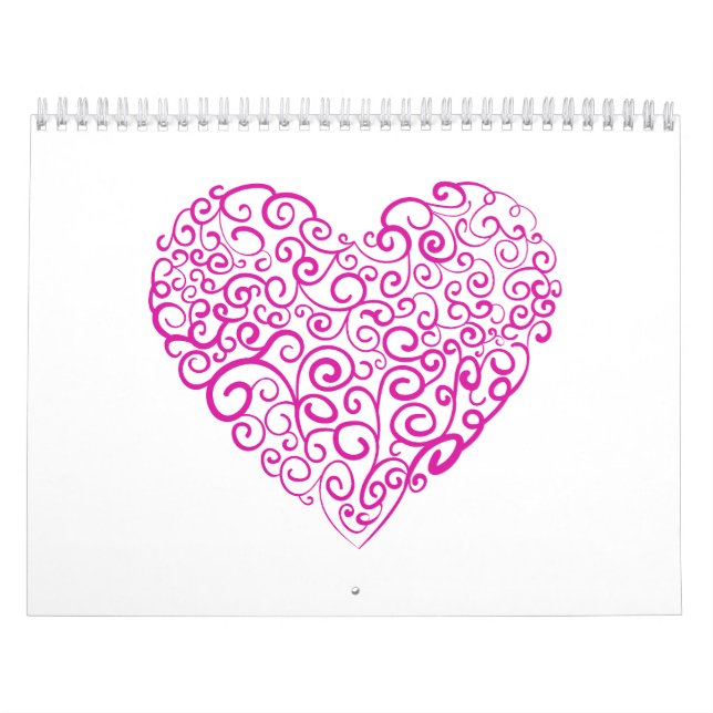 Calendrier Écriture spirale coeur rose pour la Saint Valentin (Protection)