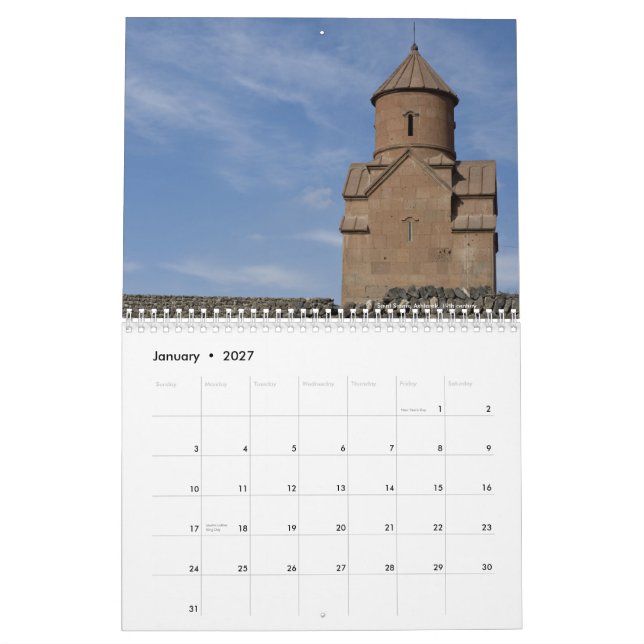 CALENDRIER ÉGLISES ARMÉNIENNES (Jan 2027)