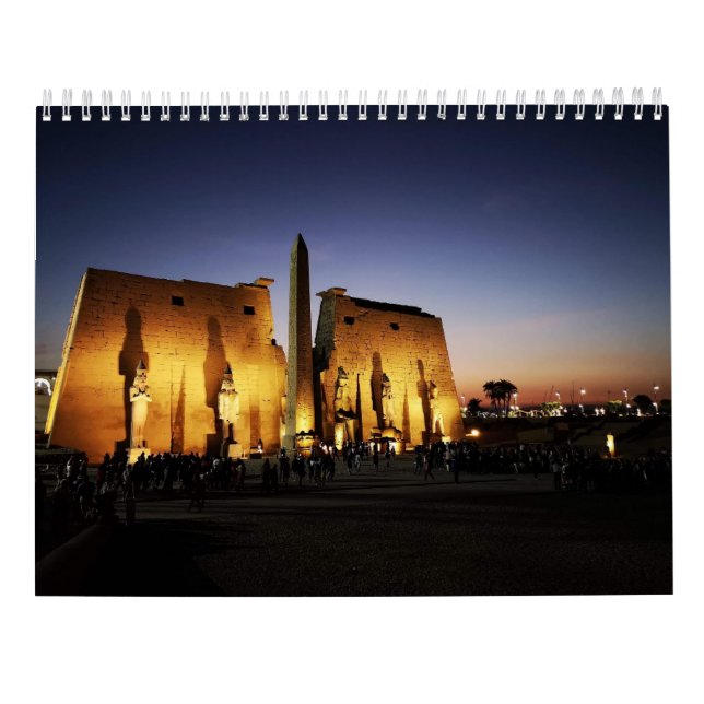 Calendrier Égypte ancienne avec pyramides, temples du Sphinx  (Dos)