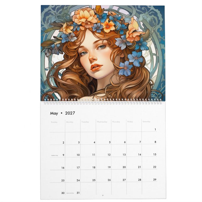 Calendrier Élégance envoûtante : Filles Art Nouveau (Mai 2027)