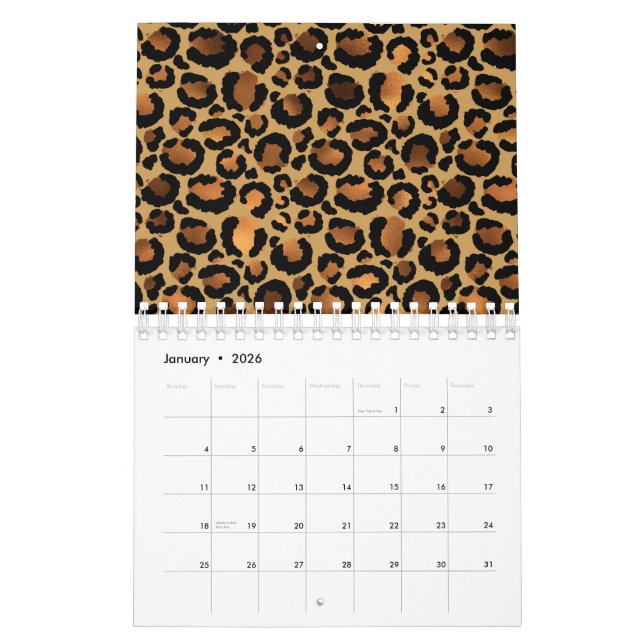 Calendrier Elegant Brown Leopard Spots Wild Animal Glam (Jan 2026)