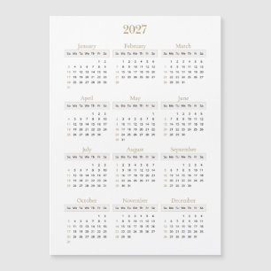 Calendrier élégant en or 2027 Toute couleur de f