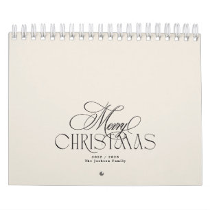 Calendrier Élégant Joyeux Noël Photo personnalisée 3 mois
