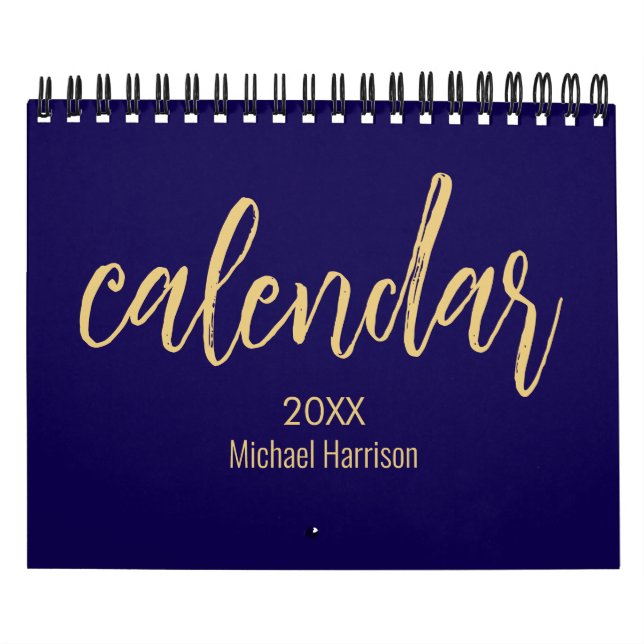 Calendrier Elegant Minimalist 2026 Calendar – blue & Gold (Protection)