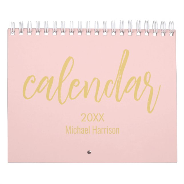 Calendrier Elegant Minimalist 2026 Calendar – Blush & Gold (Protection)