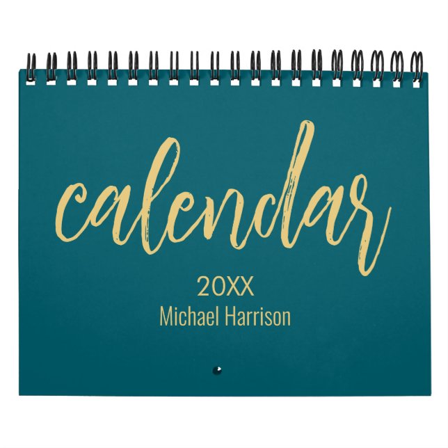 Calendrier Elegant Minimalist 2026 Calendar – teal & Gold (Protection)