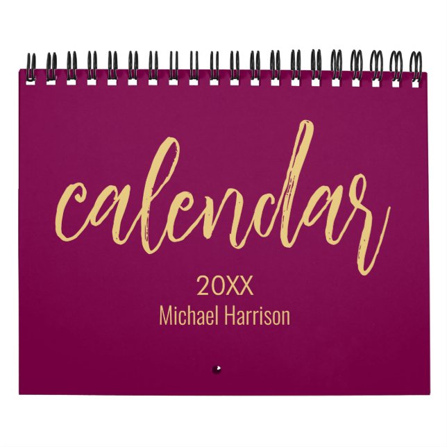 Calendrier Elegant Minimalist 2026 Calendar – wine & Gold (Protection)