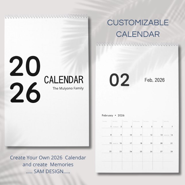 Calendrier Élégant Minimaliste 2026 (Créateur téléchargé)