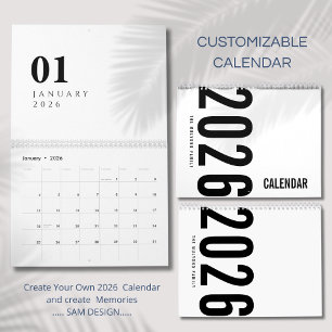 Calendrier Élégant Minimaliste 2026