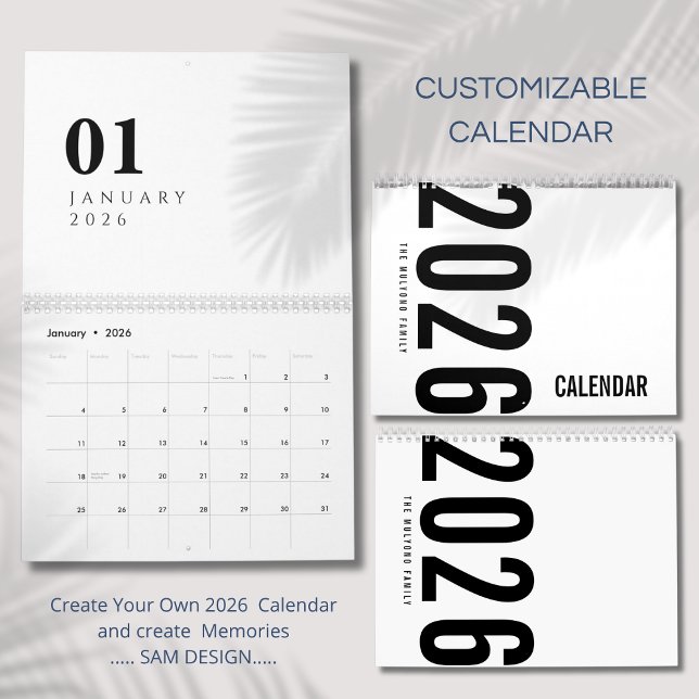 Calendrier Élégant Minimaliste 2026 (Créateur téléchargé)