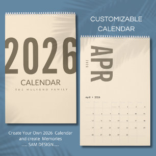 Calendrier Élégant Minimaliste 2026