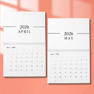 Calendrier Élégant Minimaliste 2026