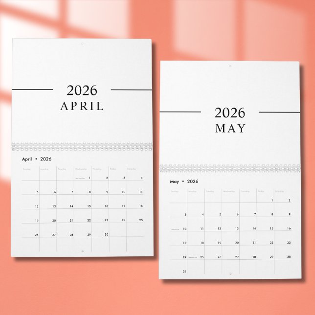 Calendrier Élégant Minimaliste 2026 (Créateur téléchargé)