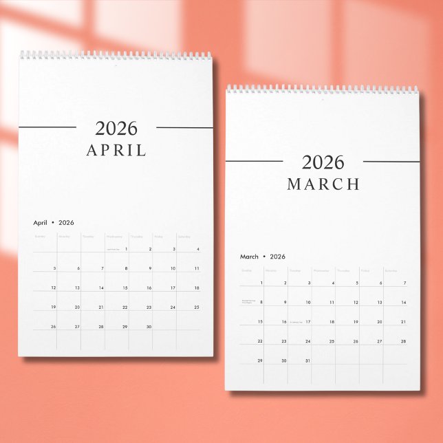 Calendrier Élégant Minimaliste 2026 (Créateur téléchargé)
