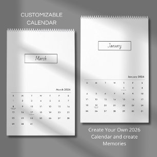 Calendrier Élégant Minimaliste Moderne 2026