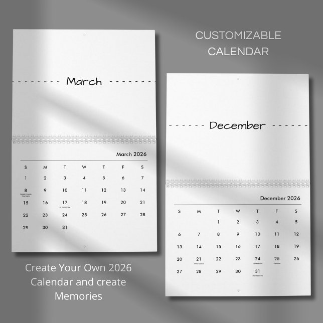 Calendrier Élégant Minimaliste Moderne 2026 (Créateur téléchargé)