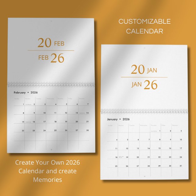Calendrier Élégant Minimaliste Moderne 2026 (Créateur téléchargé)