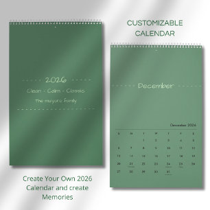 Calendrier Élégant Minimaliste Moderne 2026