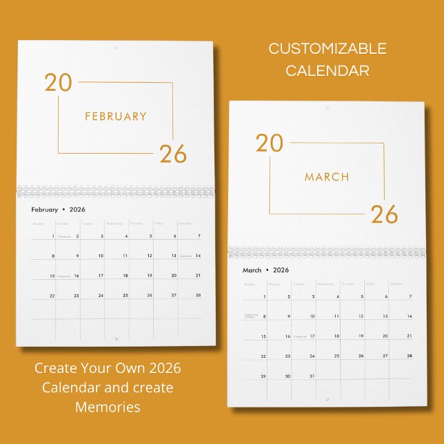 Calendrier Élégant Moderne Minimaliste 2026 (Créateur téléchargé)