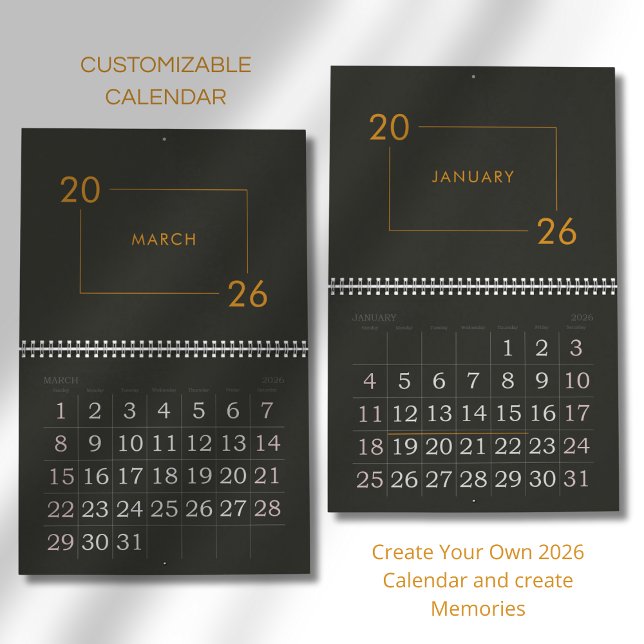 Calendrier Élégant Moderne Minimaliste 2026 (Créateur téléchargé)