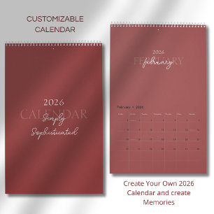 Calendrier Élégant Moderne Minimaliste 2026
