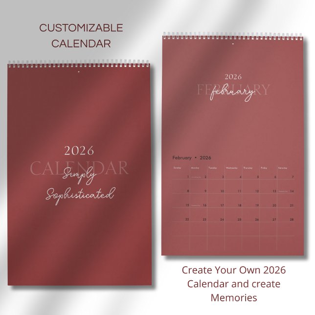 Calendrier Élégant Moderne Minimaliste 2026 (Créateur téléchargé)
