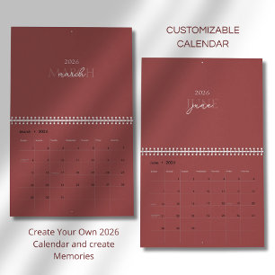 Calendrier Élégant Moderne Minimaliste 2026