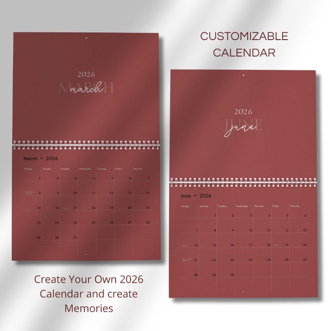 Calendrier Élégant Moderne Minimaliste 2026 (Créateur téléchargé)