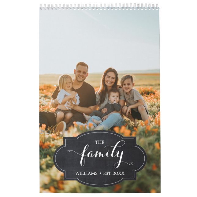 Calendrier Elégant Multi Photo Custom Script Famille Souvenir (Protection)