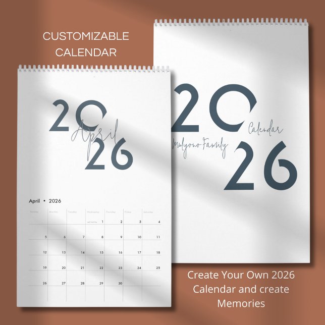 Calendrier Élégant Simple Bleu 2026 (Créateur téléchargé)