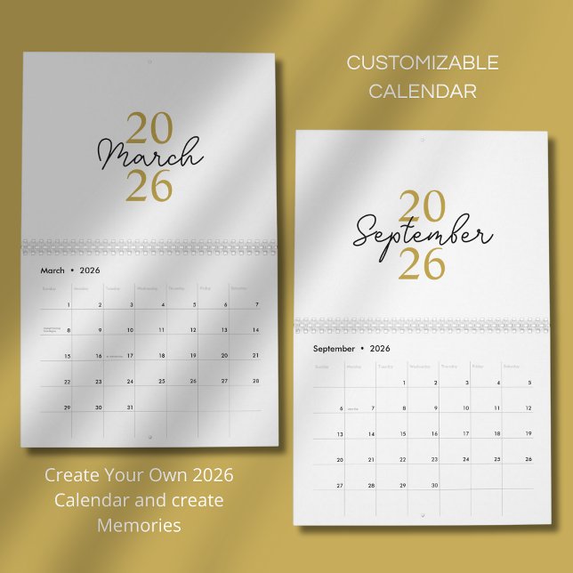 Calendrier Élégant Simple Moderne 2026 (Créateur téléchargé)
