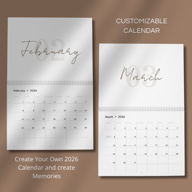 Calendrier Élégant Simple Moderne 2026 (Créateur téléchargé)